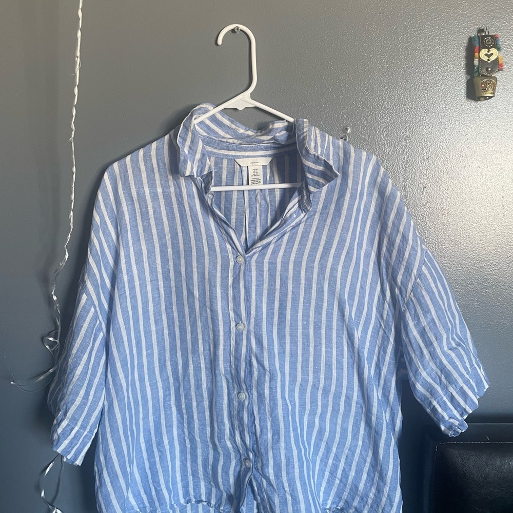 Blue Striped Women’s Linen Shirt